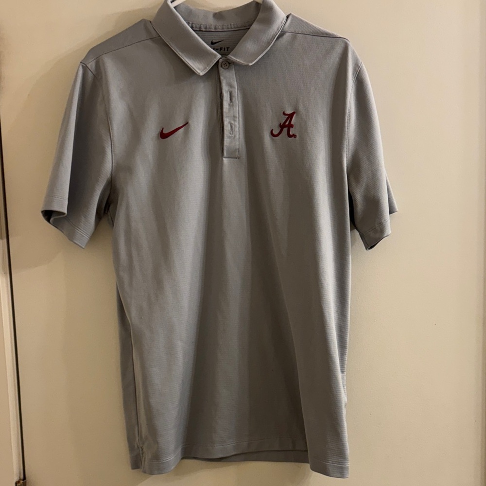 Nike Light Gray Polo with Crimson Alabama 'A' and Swoosh